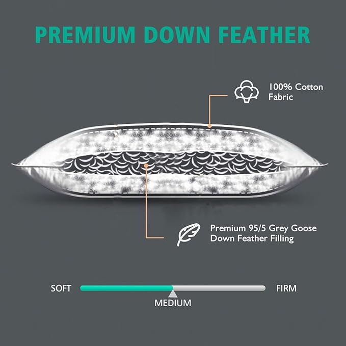 APSMILE Organic 12x20 Feather Down Throw Pillow Inserts Set of 2, 100% Cotton Fabric, Soft Fluffy Rectangle Decorative Pillow Form Core for Sofa, Bed, Couch, Cushion Sham Stuffer