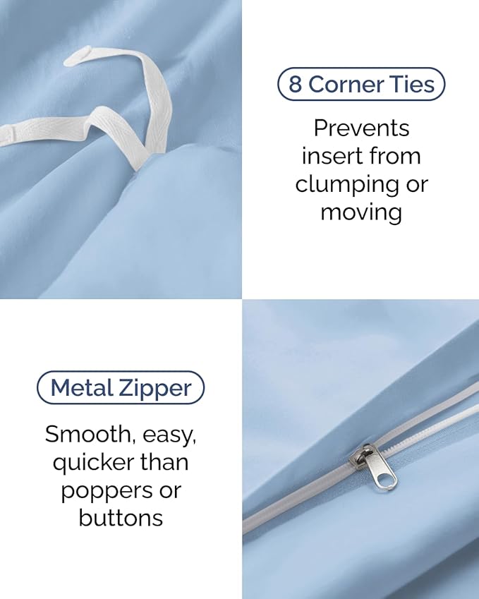 Duvet Cover Twin/Twin XL Size Set - Extra Soft Twin/Twin XL Duvet Cover 68" x 90" with 1 Pillow Sham - Hotel Luxury, Easy Care, Fade Free with Zipper Closures & Ties - Comfy & Breathable (Sky Blue)