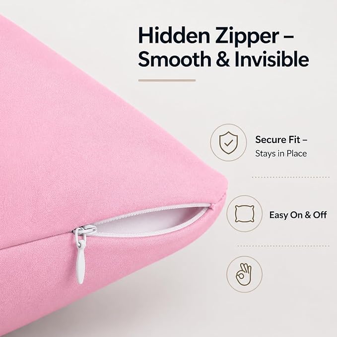 EVOLIVE Body Pillow Cover 21"x54", Ultra Soft Microfiber Pillowcase with Hidden Zipper, Breathable, Machine Washable, for Pregnancy & Side Sleepers, Cover Only (21"x54" Body Pillow Cover, Pink)