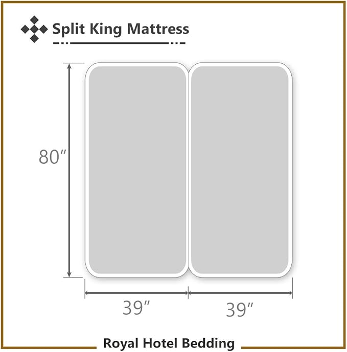 Royal Hotel Bedding Abripedic Crispy Percale Sheets, 300-Thread-Count, 5PC Solid Sheet Set, 100% Cotton, Up to 18 Inch Deep Pocket, Split-King, Gray