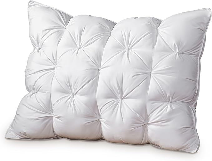 MIOTO Queen Size Luxury White Goose Down Pillow,800 Fill Power Fluffy and Soft Hotel Feather Pillow,Ideal Bed Pillows for Side Sleepers,Pack of 1 (Queen, White)