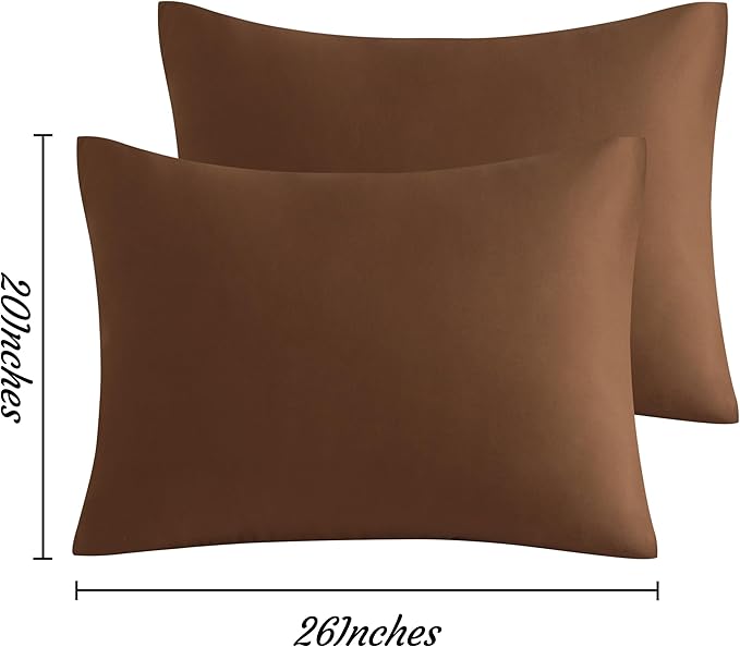 NTBAY Standard Brown Microfiber Pillow Cases Set of 2, 2 Pack, 20x26 Inches, Envelope Closure