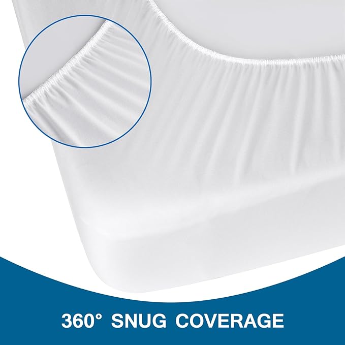 King Fitted Sheet Only,King Size Sheets for Air Mattress Up to 16-24 Inches Extra Deep Procket, Bed Mattress Sheets Stretchable Breathable Jersey Knit Cover, White