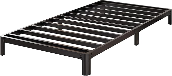 Lutown-Teen 5 Inch Low Twin Bed Frames with Rounded Corner Legs, 1000 LBS Heavy Duty Metal Twin Platform Bed Frame with Steel Slats Support, No Box Spring Needed, Noise Free, Easy Assembly