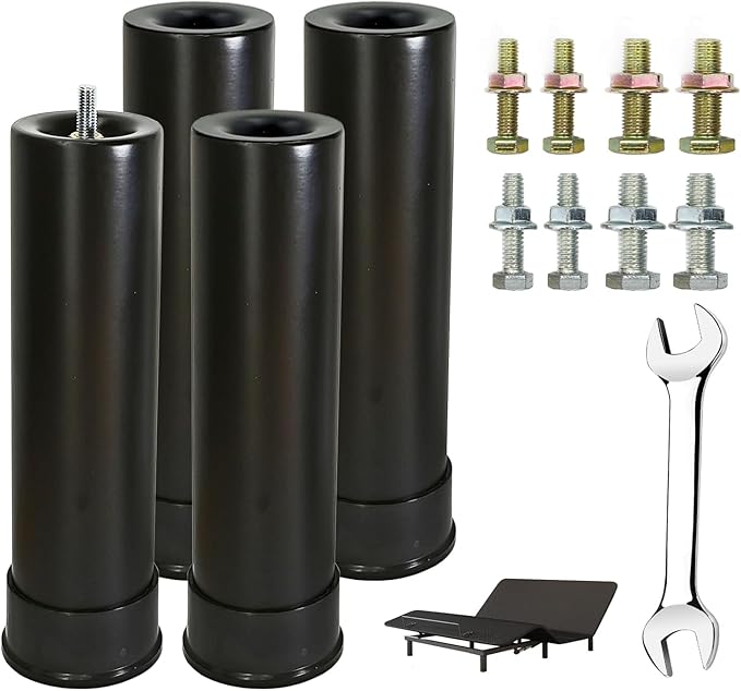 9 Inch Metal Adjustable Bed Base Frame Leg Replacement Heavy Duty Extra Height Leg Compatible with 89% of Frameworks Such as M8 M10 Thread (Set of 4)