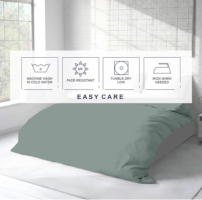 Kotton Culture Custom Duvet Cover 100% Egyptian Cotton 600 Thread Count Ultra Soft Breathable Durable Customizable Comforter Cover(Desired Dimensions) Zipper Closure & 7Internal Ties Aqua Green