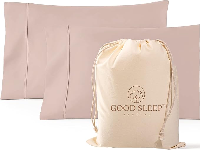 1000 TC Blush Standard Pillowcases Set of 2 100% Egyptian Cotton Pillow Cases with Long Staple Cotton & Sateen Weave, Silky Soft Hotel - Like Bed Pillow Covers for Comfy Sleeping, Snug Fit