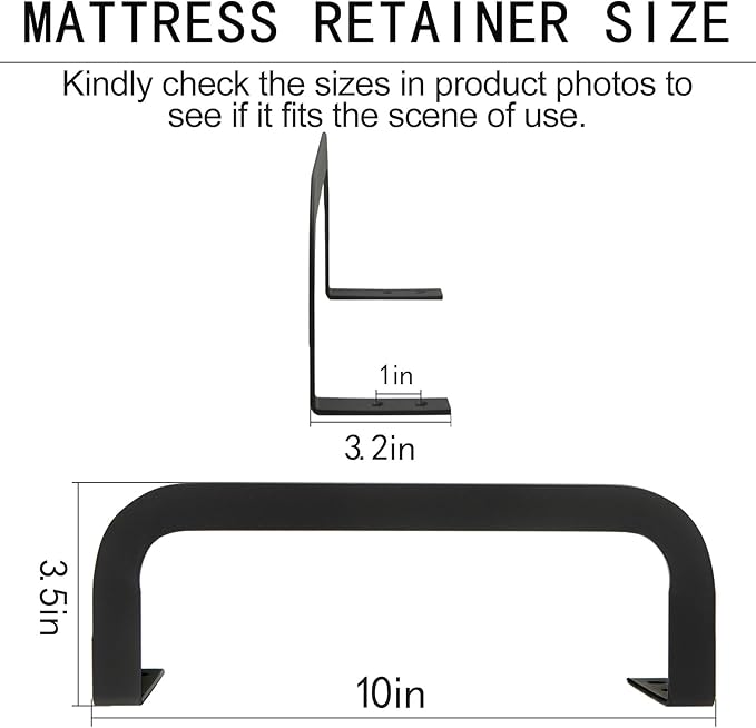 Mattress Retainer Bar Bracket Holder(H3.5) 8Pcs - Keeps Mattresses from Sliding, Suitable for Platform Beds, Adjustable Beds, RV Mattresses