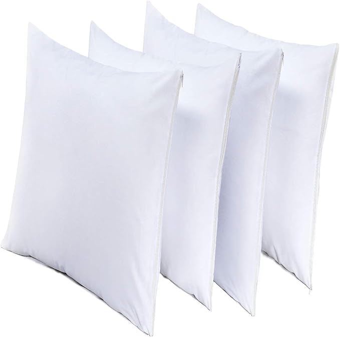 Niagara 4 Pack Pillow Protectors Standard 20x26 Inches Lab Certified Ultra Fresh Treated 100% Cotton Non Crinkle Quiet Breathable Zipper Covers Cases White