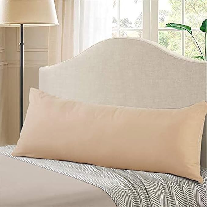 EVOLIVE Body Pillow Cover 21"x54", Ultra Soft Microfiber Pillowcase with Hidden Zipper, Breathable, Machine Washable, for Pregnancy & Side Sleepers, Cover Only (21"x54" Body Pillow Cover, Taupe)
