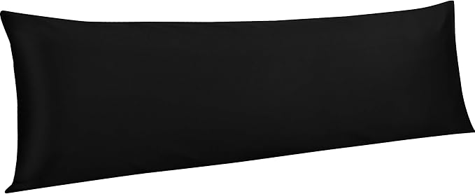 NTBAY Egyptian Cotton Body Pillowcase - 500 Thread Count Cotton Body Pillow Cover - Soft and Breathable Envelope Closure Body Pillowcase for Adults, 20x54 Inches, Black