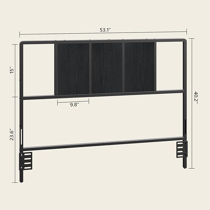 MAHANCRIS Full Size Headboard Only, Metal Headboard with Adapters, Minimalist Industrial Style for Full Size Beds, Black