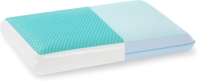 Gelsea Cooling Gel Memory Foam Pillow - Reversible Design, Neck Support for Side, Back, Stomach Sleepers, Standard Size, Removable & Machine Washable Cover, Pressure Relief for Hot Sleepers, Pale Blue