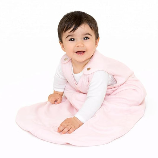 Baby Deedee Sleep Nest Lite - Baby Sleep Sack 0.6 TOG 18-36 Months, Sleeping Bag with Soft Cotton & Patented Shoulder Snaps, Toddler Wearable Blanket for Boys & Girls, Pink Stripe