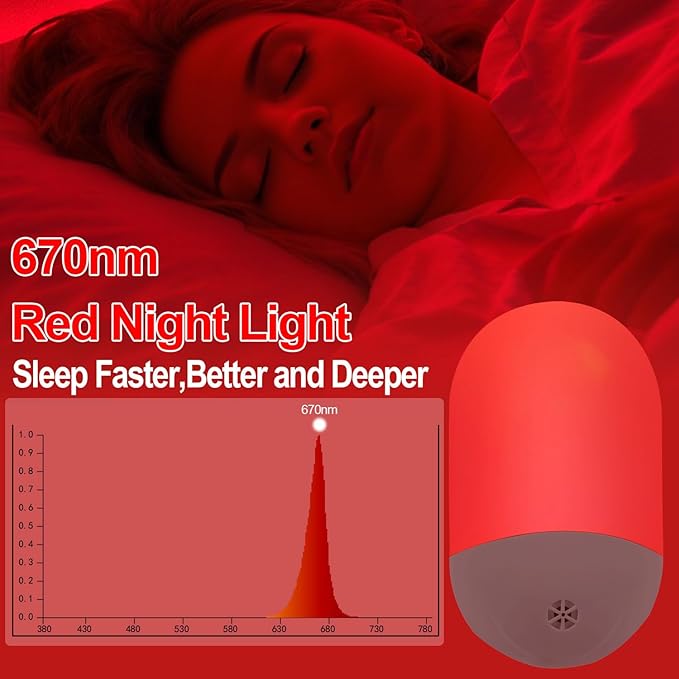 670nm Red Light Night Light for Sleep Therapy[2 Pack] - Zero Blue Light, with Dusk to Dawn Sensor Auto On/Off LED Red Night Light Plug into Wall for Nursery Bedroom Bathroom