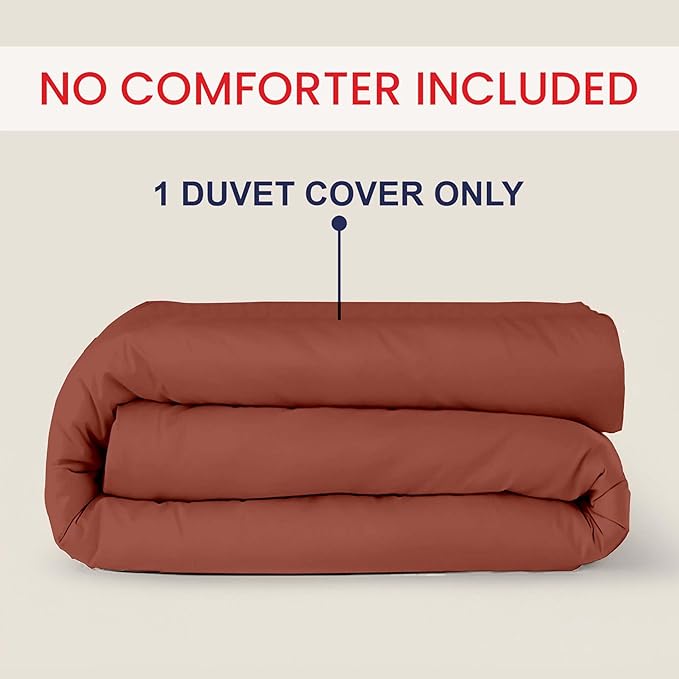 Kotton Culture 1 Pc Duvet Cover Queen Size/Full Size-100% Egyptian Cotton 600 Thread Count Ultra Soft Premium Durable Comforter Cover Zipper Closure & Corner Ties- (Burnt Orange, 90" X 90")