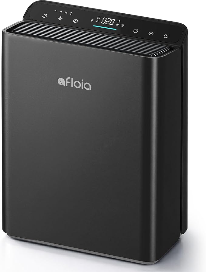 Afloia Air Purifiers for Bedroom Home Large Room Up to 2000Ft², 3-Stage Efficient Filter with Laser Air Quality Sensor for Pets Hair Dander Pollen Allergies Dust Mold Odor Smoke, Black