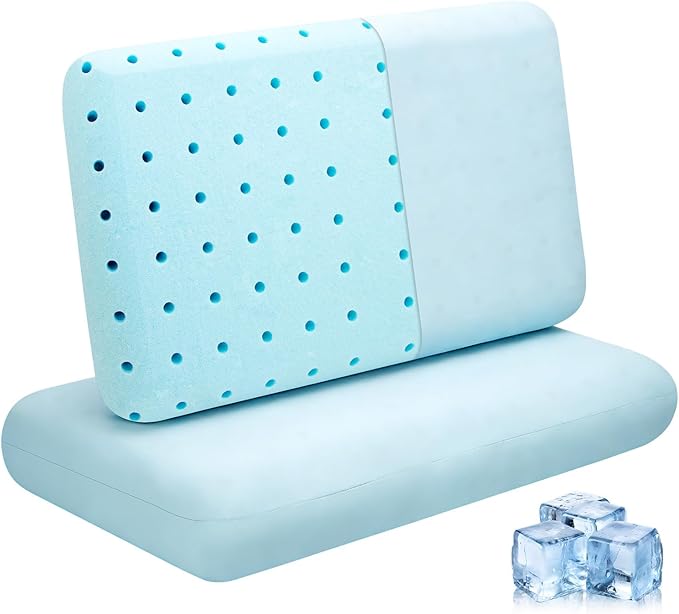 HIMOON Cooling Memory Foam Pillow, Bed Pillow for Sleeping, Queen Size, Breathable Memory Foam, Premium Support with Washable Cover for Back, Side and Stomach Sleepers (2 Packs)