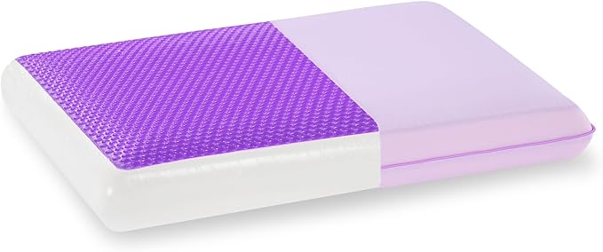 Gelsea Cooling Gel Memory Foam Pillow - Reversible Design, Neck Support for Side, Back, Stomach Sleepers, Standard Size, Removable & Machine Washable Cover, Pressure Relief for Hot Sleepers, Purple