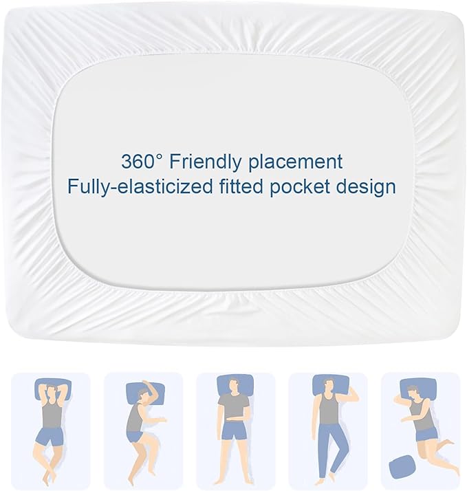Full XL Mattress Protector Pad Waterproof Quilted, Breathable & Cooling Full XL Mattress Cover Fitted with Deep Pocket Up to 14", (White)