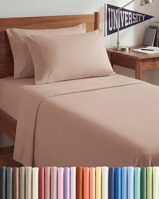 Twin XL 4 Piece Sheet Set - Comfy, Breathable & Cooling - Hotel Luxury Bedding for Women, Men, Kids, Teens and Children - 1 Flat & 1 Fitted Sheet & 2 Pillowcases w/ Deep Pockets - Wrinkle Free - Mauve