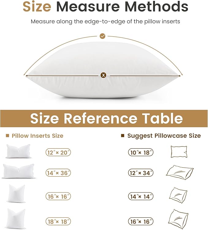 BHZ 12x20 Pillow Inserts Set of 2, Down Feather Throw Pillow Inserts, Decorative Soft Rectangle White Throw Lumber Pillows Insert for Couch Bed Dorm Sofa with Cover