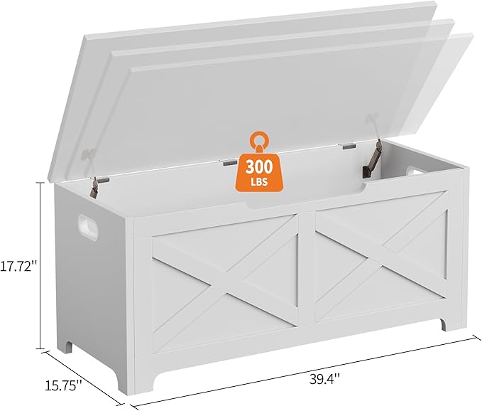 GarveeHome 39.4 in Storage Chest, Wooden Storage Bench with Safety Hinges, Easy Assembly, Large Shoe Bench for Entryway, Living Room, Bedroom