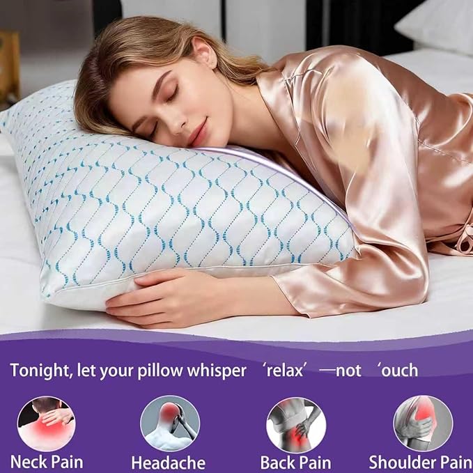 VAINOC Memory Foam Pillows Queen Size Set of 2, Adjustable Cooling Pillow for Side Back Stomach Sleepers with Washable Removable Cover