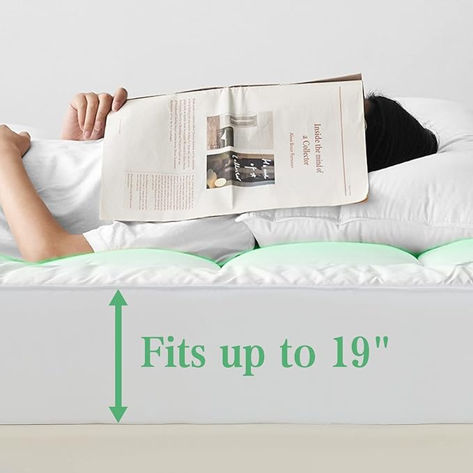 UNILIBRA Twin Size Mattress Pad Cooling Rayon from Bamboo, Quilted Fitted Mattress Protector Pillow Top Single Mattress Cover with Deep Pocket Up to 19 Inches, Ultra Soft Filling Mattress Topper