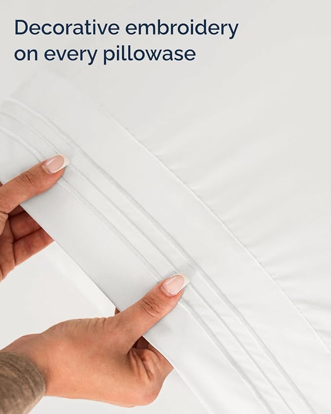 Twin XL Size 3 Piece Sheet Set - Comfy Breathable & Cooling Sheets - Hotel Luxury Bed Sheets for Women & Men - Deep Pocket, Easy-Fit, Extra Soft and Wrinkle Free - Antique White Oeko-Tex Bed Sheets