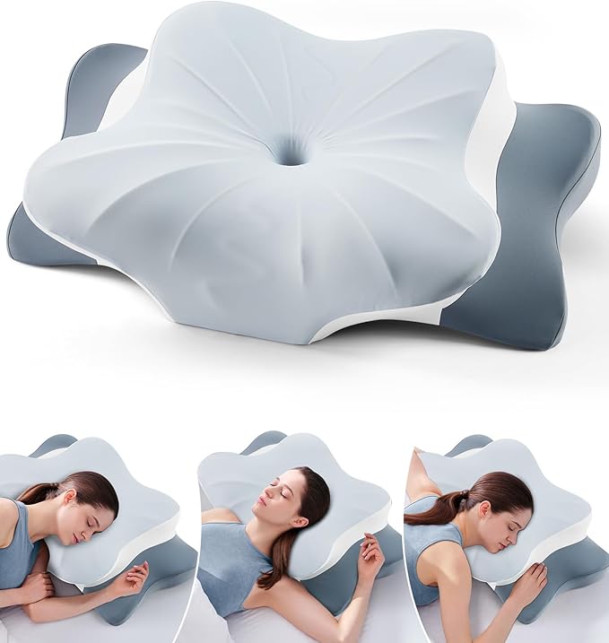 DONAMA Cervical Pillow for Neck and Shoulder, Cooling Contour Memory Foam Pillow for Pain Relief, Ergonomic Neck Support Pillow for Side Back Stomach Sleepers with Removable Pillowcase