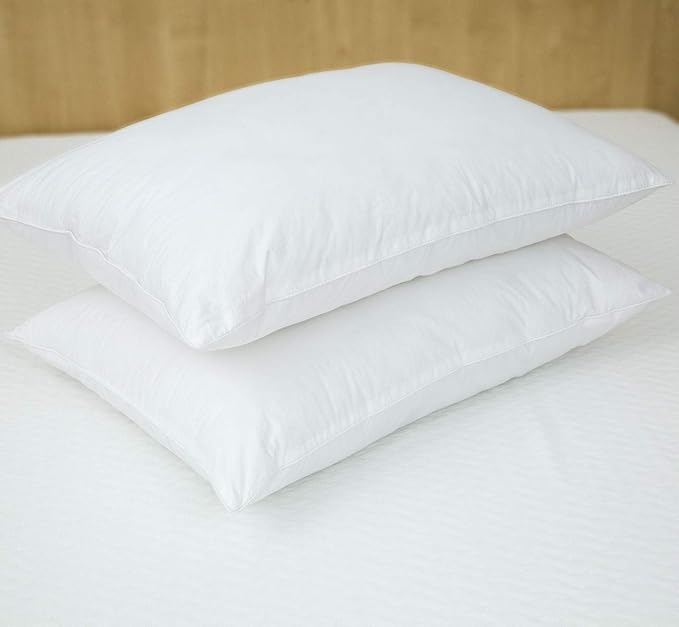 JA COMFORTS Duck Feather Down Bed Pillows for Sleeping(2 Packs)-Queen(20IN×30IN),High Filling Weight,600 Thread Count,Double-Layer Downproof Fabric Design,10% Duck Down,Cotton Cover,White