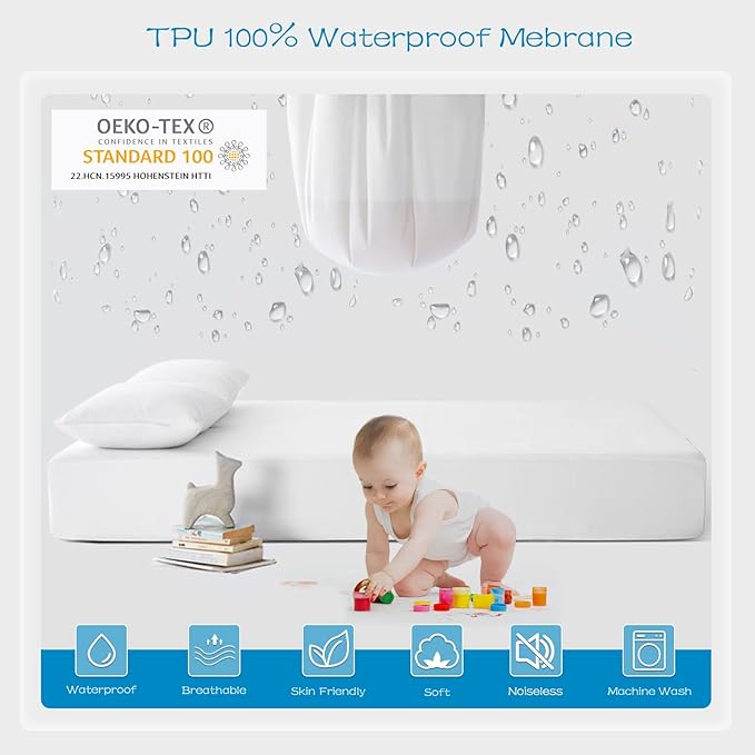 GRT 1 Pack 100% Waterproof Mattress Protector King Size, Breathable & Noiseless Waterproof Mattress Cover Fitted Deep Pocket from 5" to 21", Smooth Washable King Bed Protector - Vinyl Free