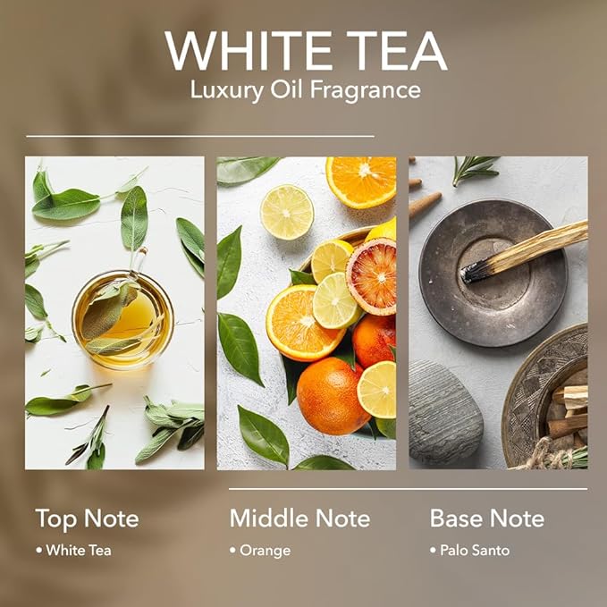 White Tea Diffuser Oil, 6.7 FL Oz, 200 mL, Aroma Essential Oil for Scent Diffusers, Luxury Hotel Scent for Home, Bathroom, Spa & Office, White Tea, Orange & Palosanto Scents