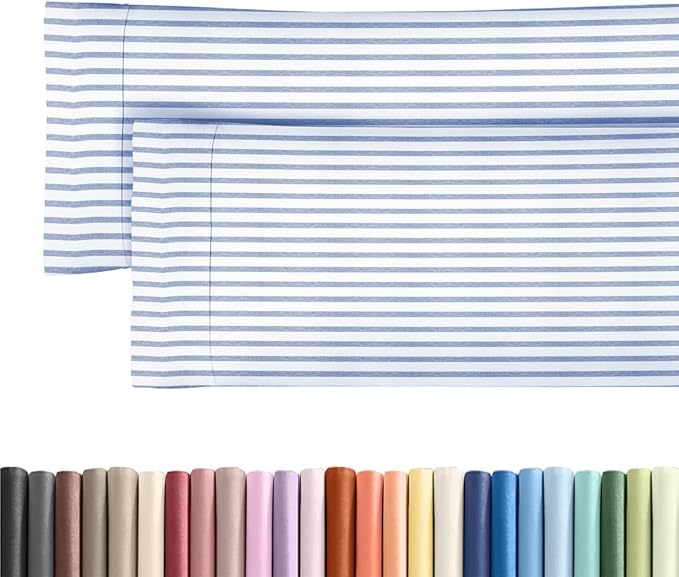 Body Pillowcases Set of 2-20x54 Long Body Pillow Case - Soft Body Pillow Cover for Sleeping & Side Sleepers - Comfy, Wrinkle & Fade Free - Machine Washable w/Envelope Enclosure Blue Stripes 2