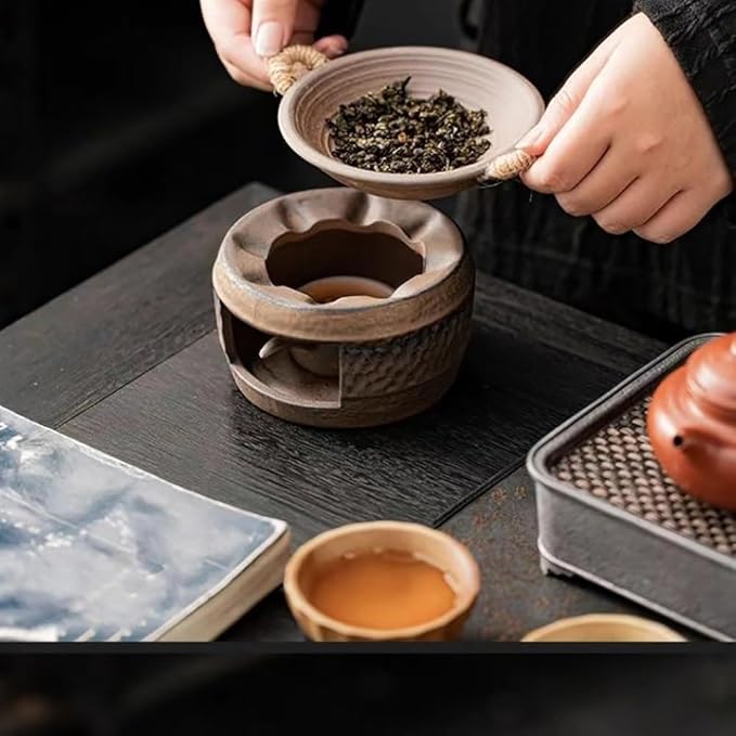 Ceramic Incense Burner Kit, Essential Oil Burner, Aromatherapy Diffuser Includes Wooden Clips, Pads for Wax Melts, Dried Herbs | Bedtime Calm, Meditation