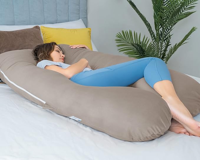 QUEEN ROSE Pregnancy Pillow, U Shaped Full Body Pillows for Sleeping Support, 55 Inch Maternity Pillow for Pregnant Women, Nomad