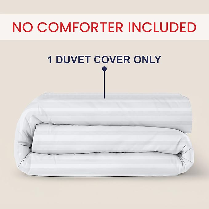 Kotton Culture 120"x98" 1 Pc Oversized King Duvet Cover Only 100% Egyptian Cotton - 600 TC Comforter Cover, Zipper Closure & Corner Ties - Fits Large King Inserts (Oversized King, Striped White)