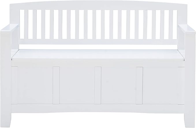 Cynthia White Storage Bench with Flip-Top Lid and Hidden Storage Space by Linon