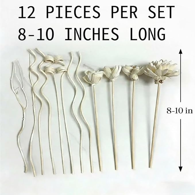 Reed Diffuser Flower Sticks Set of 12, Flower Diffusers for Home Bathroom and Bedroom Decor,Natural Paper Material