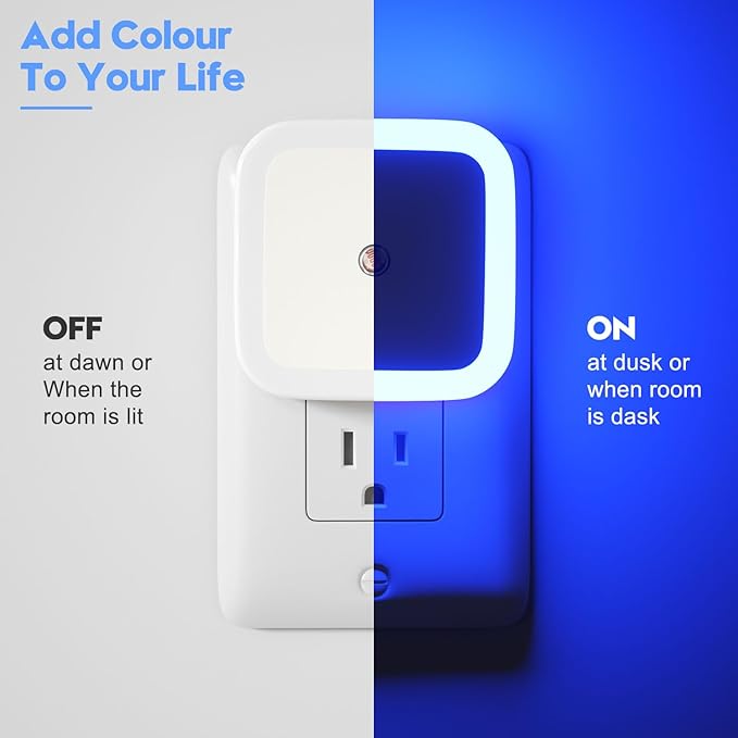 Sujeet Blue Night Light 4 Pack,Night Lights Plug into Wall 4-Pack, Nightlight Plug in Night Lights, Dusk to Dawn Night Lamp Led Night Light for Bedroom, Bathroom, Hallway