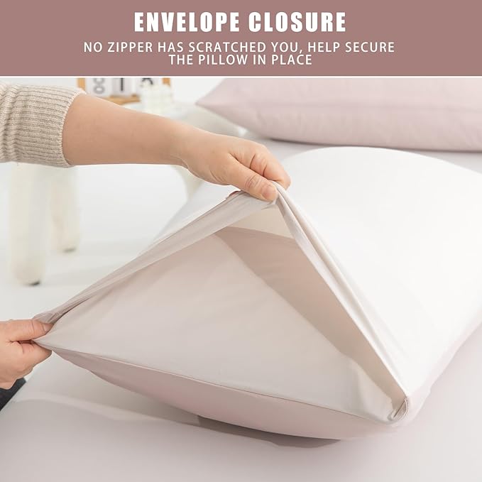 TELUS Cooling Pillowcases King Size 2-Pack, Silky Soft Breathable Pillow Case with Envelope Close, Stay Cool Pillow Cover for Hot Sleepers and Night Sweats, 20x36 Inch