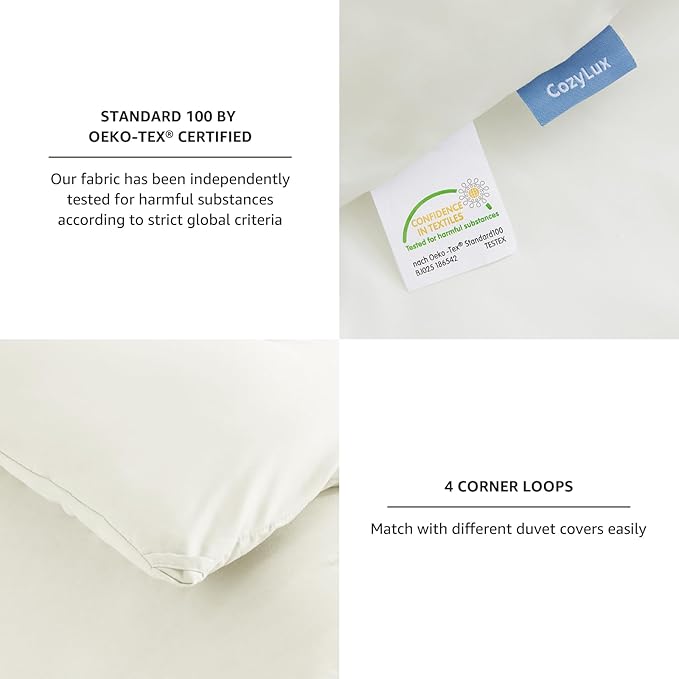 CozyLux Full Size Comforter Set Ivory, 3 Pieces Solid Breathable Quilted Bedding Sets, Luxury Lightweight Soft Bed Set with Down Alternative Comforter and 2 Pillowcases for All Seasons