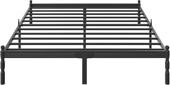 ZIYOO 18 inch King Size Metal Platform Bed Frame with Vintage Style, Mattress Slide Stopper, 1500LBS Heavy Duty Steel Slats, No Box Spring Needed, Noise-Free, Under Bed Storage Space