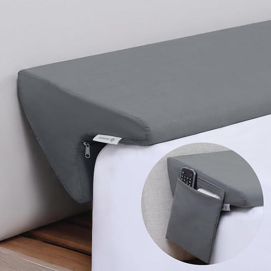 Vekkia 2-in-1 King Bed Wedge Pillow for Headboard Gap, Mattress Gap Filler Pillow to Cover 0-6" Gap, Bed Wedge Gap Filler with High-Density Foam, Removable Washable Cover, Gray, 76"x10"x8.5"