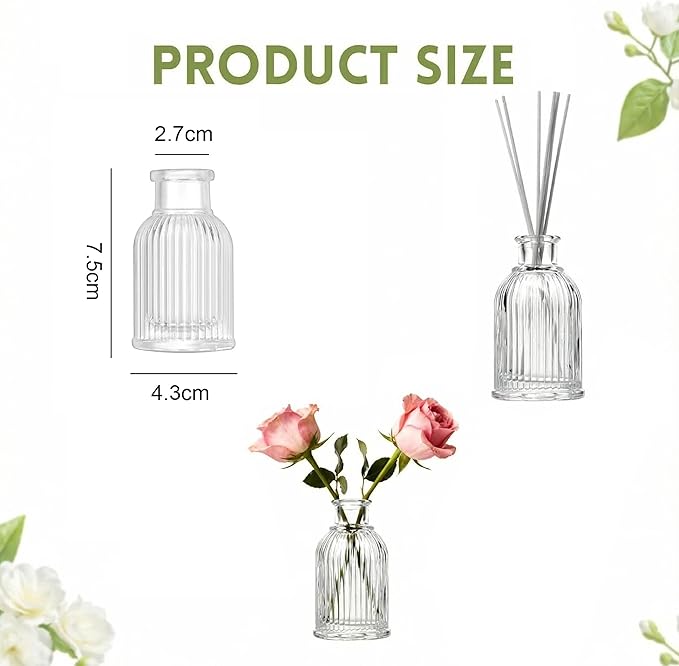 40ml/1.35oz Diffuser Bottle Glass Diffuser Jar Empty Essential Oil Glass Diffuser Bottles Aromatherapy Jar Decorative Bottles Fragrance Accessories for Crafts Decor