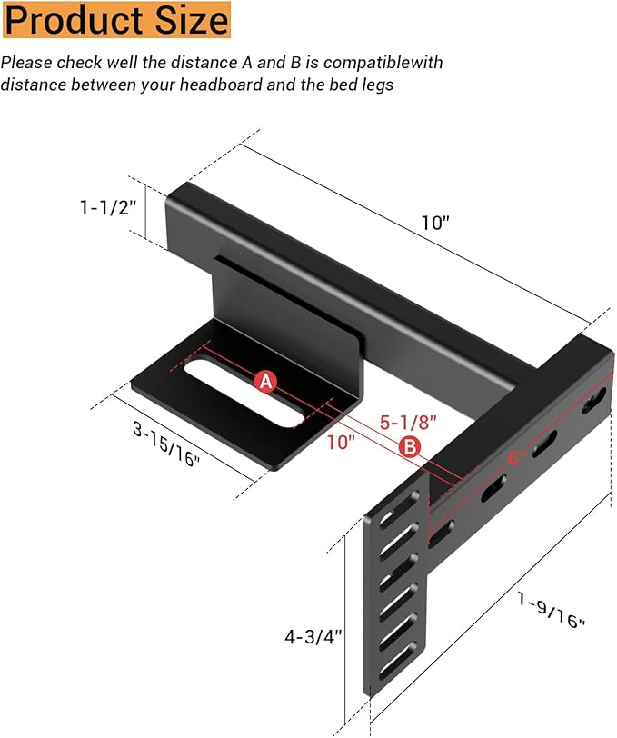 CCJH Headboard Brackets for Metal Bed Frame Adjustable Bracket for Headboard with Footboard Extension Kit Fit Twin Full Queen King Size Bed