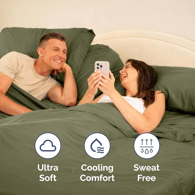 Flex Top Split Head King 4 Piece Sheet Set - Ultra-Soft, Breathable & Cooling Bed Sheets Set - Hotel Luxury Bedding for Women & Men with Deep Pockets - Wrinkle and Fade Free - Oeko-Tex - Sage Green