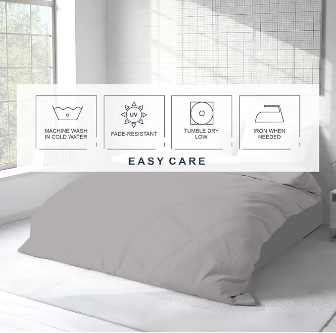 Kotton Culture 3 Pc Twin XL/Twin Duvet Cover Set-100% Egyptian Cotton 600 Thread Count Ultra Soft Premium Durable Comforter Cover Zipper Closure & Corner Ties- (Silver, 68" X 90")