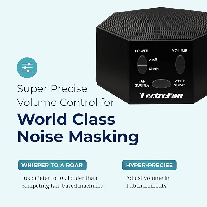 Adaptive Sound Technologies LectroFan Classic - Global Power Edition - Soothing Sound Machine for Sleep - Built-in Sleep Timer - Compact Design - Relaxation Support - Black